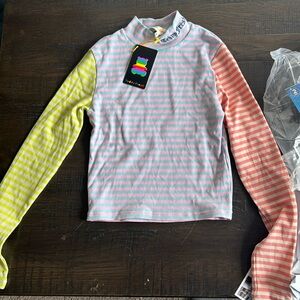 NWT Teddy Fresh Women’s Striped Color Block Mock Neck Top S